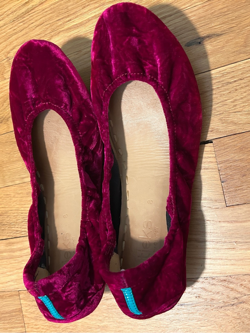Tieks Tyrian Magenta Velvet Ballet Flats 8